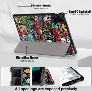 Husa Sigloo pentru tableta Xiaomi Redmi Pad 2 – Slim, Tri-Fold Magnetic, Piele Ecologica, Antisoc, Stand Reglabil, – model Graffiti