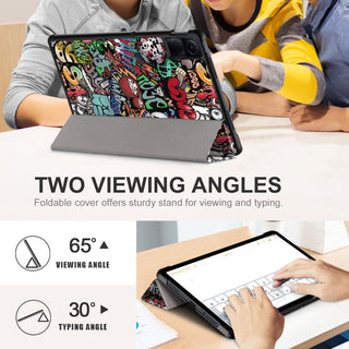 Husa Sigloo pentru tableta Xiaomi RedMi Pad SE 11" (2023) – Slim, Tri-Fold Magnetic, Piele Ecologica, Suport Stand, Antisoc – model Graffiti