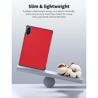 Husa Sigloo pentru tableta Xiaomi Redmi Pad 2 – Slim, Tri-Fold Magnetic, Piele Ecologica, Antisoc, Stand Reglabil, – Rosu