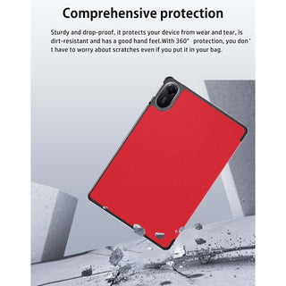 Husa Sigloo pentru tableta Xiaomi Redmi Pad 2 – Slim, Tri-Fold Magnetic, Piele Ecologica, Antisoc, Stand Reglabil, – Rosu