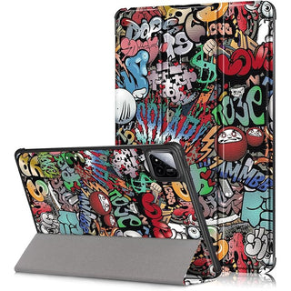 Husa Sigloo pentru tableta Xiaomi Pad 7 / 7 Pro 11.2" (2024) – Slim, Tri-Fold Magnetic, Piele Ecologica, Suport Stand, Antisoc – model Graffiti