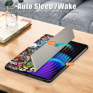Husa Sigloo pentru tableta Xiaomi Pad 6S Pro 12.4' (2024) – Slim, Tri-Fold Magnetic, Piele Ecologica, Antisoc, Stand Reglabil, – model Grafitti
