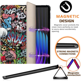 Husa Sigloo pentru tableta Xiaomi Pad 6S Pro 12.4' (2024) – Slim, Tri-Fold Magnetic, Piele Ecologica, Antisoc, Stand Reglabil, – model Grafitti