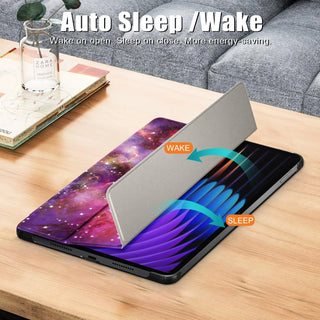 Husa Sigloo pentru tableta Xiaomi Pad 6S Pro 12.4' (2024) – Slim, Tri-Fold Magnetic, Piele Ecologica, Antisoc, Stand Reglabil, – model Galaxy