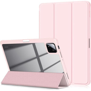 Husa Sigloo pentru tableta Xiaomi Pad 8/8 Pro si Xiaomi Pad 7/7 Pro 11.2", Slim, Tri-Fold Magnetic, Piele Ecologica, Antisoc, Spate transparent –Roz