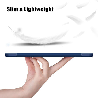 Husa Sigloo pentru tableta Xiaomi Pad 6S Pro 12.4' (2024) – Slim, Tri-Fold Magnetic, Piele Ecologica, Antisoc, Spate transparent – Albastru