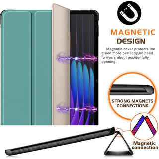 Husa Sigloo pentru tableta Xiaomi Pad 7 / 7 Pro 11.2" (2024) – Slim, Tri-Fold Magnetic, Piele Ecologica, Suport Stand, Antisoc – Verde