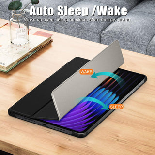 Husa Sigloo pentru tableta Xiaomi Pad 7 / 7 Pro 11.2" (2024) – Slim, Tri-Fold Magnetic, Piele Ecologica, Suport Stand, Antisoc –Negru
