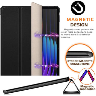 Husa Sigloo pentru tableta Xiaomi Pad 7 / 7 Pro 11.2" (2024) – Slim, Tri-Fold Magnetic, Piele Ecologica, Suport Stand, Antisoc –Negru