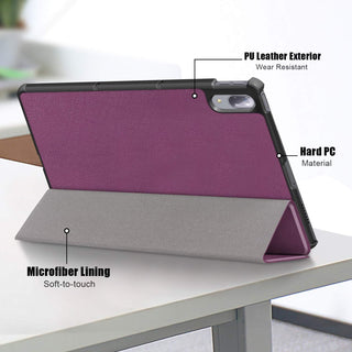 Husa Sigloo pentru tableta Xiaomi RedMi Pad SE 11" (2023) – Slim, Tri-Fold Magnetic, Piele Ecologica, Suport Stand, Antisoc –model Burgundy