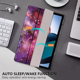 Husa Sigloo pentru tableta iPad 11" (Gen. 11, 2025) / iPad 10.9" (Gen. 10, 2022) – Slim, Tri-Fold Magnetic, Piele Ecologica, model Galaxy