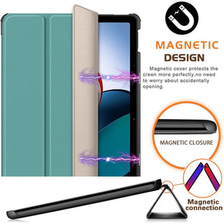 Husa Sigloo pentru tableta Xiaomi RedMi Pad SE 11" (2023) – Slim, Tri-Fold Magnetic, Piele Ecologica, Suport Stand, Antisoc –Verde