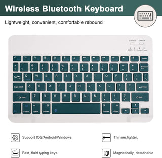 Husa cu tastatura si mouse pentru tableta Samsung Galaxy Tab S10 FE+, 13.1", Sigloo, Verde, Bluetooth, Magnetic, Protectie completa si stand ajustabil