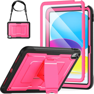 Husa Sigloo, pentru tableta Apple Ipad gen 9/8/7, 10.2 inch, Hybrid 3in1, 360 ° protectie, suport smartpen, Stand, curea umar, Corner Shockproof, Roz bombon