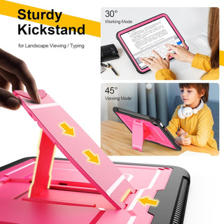 Husa Sigloo, pentru tableta Apple Ipad gen 9/8/7, 10.2 inch, Hybrid 3in1, 360 ° protectie, suport smartpen, Stand, curea umar, Corner Shockproof, Roz bombon
