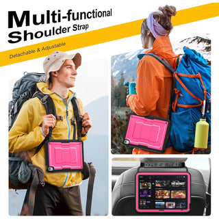 Husa Sigloo, pentru tableta Apple Ipad gen 9/8/7, 10.2 inch, Hybrid 3in1, 360 ° protectie, suport smartpen, Stand, curea umar, Corner Shockproof, Roz bombon