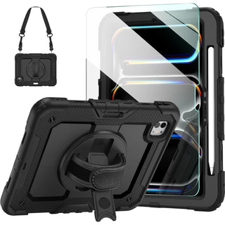 Husa premium Sigloo pentru Apple iPad Mini 7/6 (2024/2021), 8.3", Protectie Completa, Suport Creion, Stand Rotativ, Antishok, Negru