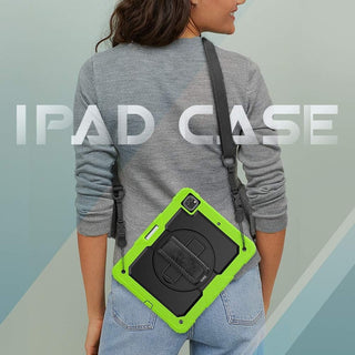 Pachet 360 pentru iPad Air13 (2024/2025), iPad Pro 12.9'' (2020/2021/2022), husa Sigloo cu folie inclusa, curea de umar si suport rotativ, Verde