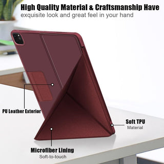Husa premium tableta Apple iPad Air 11" (2024), Protectie Completa, Suport origami, Suport SmartPen, Rosu vin