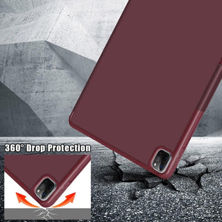 Husa premium tableta Apple iPad Air 11" (2024), Protectie Completa, Suport origami, Suport SmartPen, Rosu vin