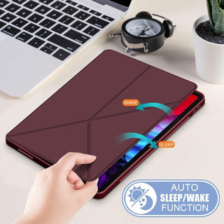 Husa premium tableta Apple iPad Air 11" (2024), Protectie Completa, Suport origami, Suport SmartPen, Rosu vin