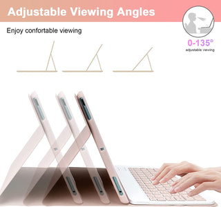 Husa cu tastatura si mouse pentru tableta Samsung Galaxy Tab S10 FE+, 13.1", Sigloo, Roz, Bluetooth, Magnetic, Protectie completa si stand ajustabil