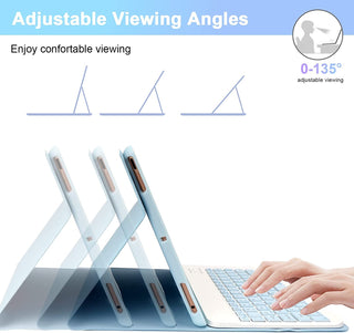 Husa cu tastatura si mouse pentru tableta Samsung Galaxy Tab S10 FE+, 13.1", Sigloo, Albastru, Bluetooth, Magnetic, Protectie completa si stand ajustabil