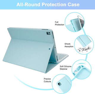 Husa cu tastatura si mouse pentru tableta Samsung Galaxy Tab S10 FE+, 13.1", Sigloo, Albastru, Bluetooth, Magnetic, Protectie completa si stand ajustabil