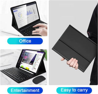 Husă cu Tastatură și Mouse Bluetooth Sigloo pentru Samsung Galaxy Tab S11 Ultra 14.6", Wireless, Neagră
