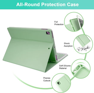 Husa cu tastatura si mouse pentru Samsung Galaxy  Tab A11+/ A9+, 11 inch, Sigloo, Verde, Bluetooth, Magnetic, Protectie completa si stand ajustabil