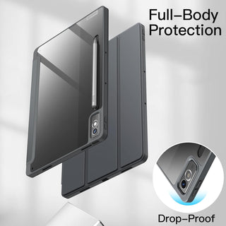 Husa premium pentru Lenovo Tab P12 (TB370FU)/Lenovo Idea Tab Pro(TB-373FU), 12.7'',  Sigloo, suport Smart Pen, spatele din policarbonat transparent, rezistent la socuri, Black