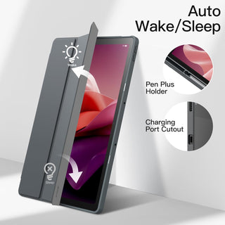 Husa premium pentru Lenovo Tab P12 (TB370FU)/Lenovo Idea Tab Pro(TB-373FU), 12.7'',  Sigloo, suport Smart Pen, spatele din policarbonat transparent, rezistent la socuri, Black