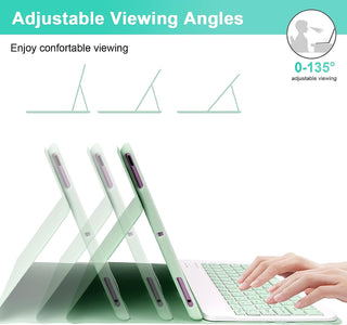 Husa cu tastatura si mouse pentru Samsung Galaxy  Tab A11+/ A9+, 11 inch, Sigloo, Verde, Bluetooth, Magnetic, Protectie completa si stand ajustabil