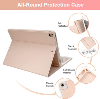 Husa cu tastatura si mouse pentru tableta Samsung Galaxy Tab S10 FE+, 13.1", Sigloo, Roz, Bluetooth, Magnetic, Protectie completa si stand ajustabil