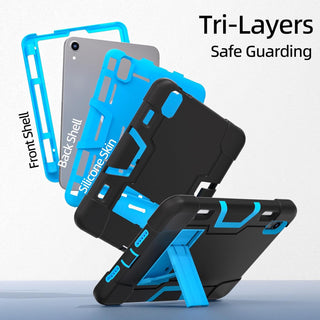 Husa premium Sigloo pentru Apple iPad Mini 7/6 (2024/2021), 8.3", Protectie Completa, Suport Creion, Stand Built -in, Negru cu Albastru