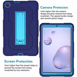 Husa Sigloo pentru Samsung Galaxy Tab A 8.0" 2019 (SM-T290/T295), Carcasa 3 Straturi, Suport kickstand, Protectie Antisoc, Albastru marin