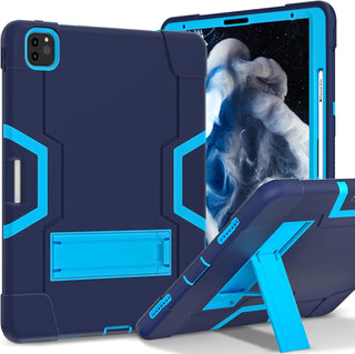 Husa Sigloo pentru iPad Air 13" (2025/2024 M3/M2) si iPad Pro 12.9" – cu Suport Kickstand, Design Robust, Albastru Marin + Albastru