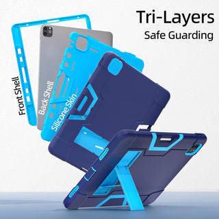 Husa Sigloo pentru iPad Air 13" (2025/2024 M3/M2) si iPad Pro 12.9" – cu Suport Kickstand, Design Robust, Albastru Marin + Albastru