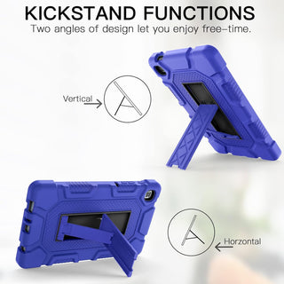Husa Shockproof Armor pentru Samsung Galaxy Tab A7 Lite(SM-T220/T225), 8.7", Sigloo, stand Built-in, Protectie 360, Albastru inchis