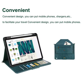Husa pentru iPad Pro 12.9” (2022/2021/2020/2018), iPad Air 13(2024) – stil piele de crocodil, inchidere magnetica, design elegant, curea integrata