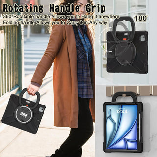 Husa Sigloo pentru iPad Air 13" (2025/2024 M3/M2) si iPad Pro 12.9" – Suport Rotativ, Suport Pencil, – Negru