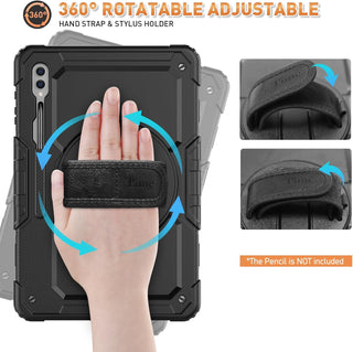 Pachet 360° Sigloo pentru pentru Samsung Galaxy Tab S10 Ultra, S9 Ultra, S8 Ultra, 14.6", Husa Shockproof Armor cu Folie integrata, Negru