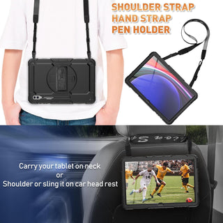 Pachet 360° Sigloo pentru pentru Samsung Galaxy Tab S10 Ultra, S9 Ultra, S8 Ultra, 14.6", Husa Shockproof Armor cu Folie integrata, Negru