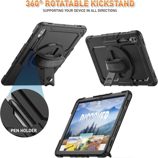Pachet 360° Sigloo pentru pentru Samsung Galaxy Tab S10 Ultra, S9 Ultra, S8 Ultra, 14.6", Husa Shockproof Armor cu Folie integrata, Negru