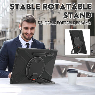 Husa Sigloo pentru tableta Samsung Galaxy Tab S8 Plus, S7 FE, S7 Plus, Rezistenta la Socuri, cu suport rotativ, Negru