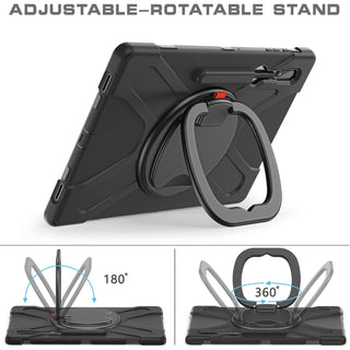 Husa Sigloo pentru tableta Samsung Galaxy Tab S8 Plus, S7 FE, S7 Plus, Rezistenta la Socuri, cu suport rotativ, Negru