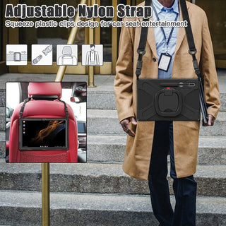 Husa Sigloo pentru tableta Samsung Galaxy Tab S8 Plus, S7 FE, S7 Plus, Rezistenta la Socuri, cu suport rotativ, Negru