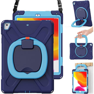 Husa Sigloo pentru iPad 9.7” (iPad 5/6, Air 2, Pro 9.7) – Shockproof, Suport Rotativ, Curea de Umar, Suport Creion – Albastru