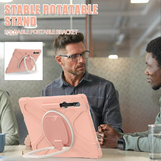 Husa Sigloo pentru tableta Samsung Galaxy Tab S8 Plus, S7 FE, S7 Plus, Rezistenta la Socuri, cu suport rotativ, Roz
