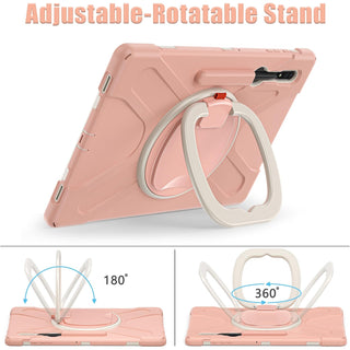 Husa Sigloo pentru tableta Samsung Galaxy Tab S8 Plus, S7 FE, S7 Plus, Rezistenta la Socuri, cu suport rotativ, Roz